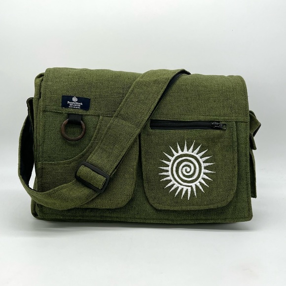 Multi pocket Cotton Embroidered Laptop Messenger Bag - Picture 5 of 15